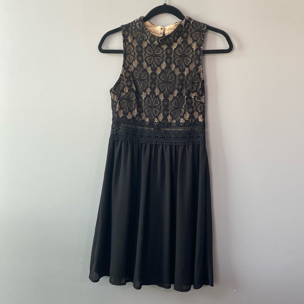 Francesca’s cocktail dress. Size S black and tan